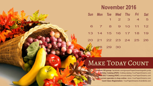 November 2016 desktop calendar